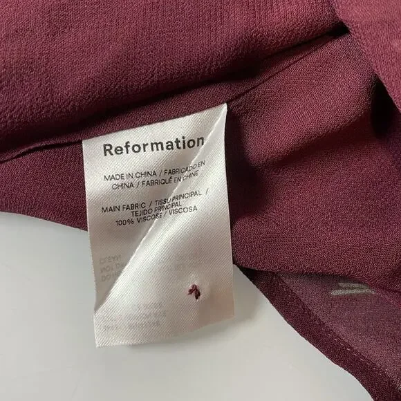 Reformation Aude Floral Smocked Georgette Turtleneck Long Sleeve Midi Dress Sz 0 - Picture 8 of 8